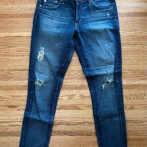 AG Adriano Goldschmied Midnight Blue Ripped Skinny Jeans